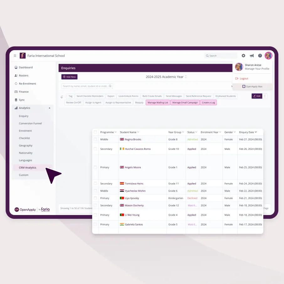 UI mockup of OpenApply product